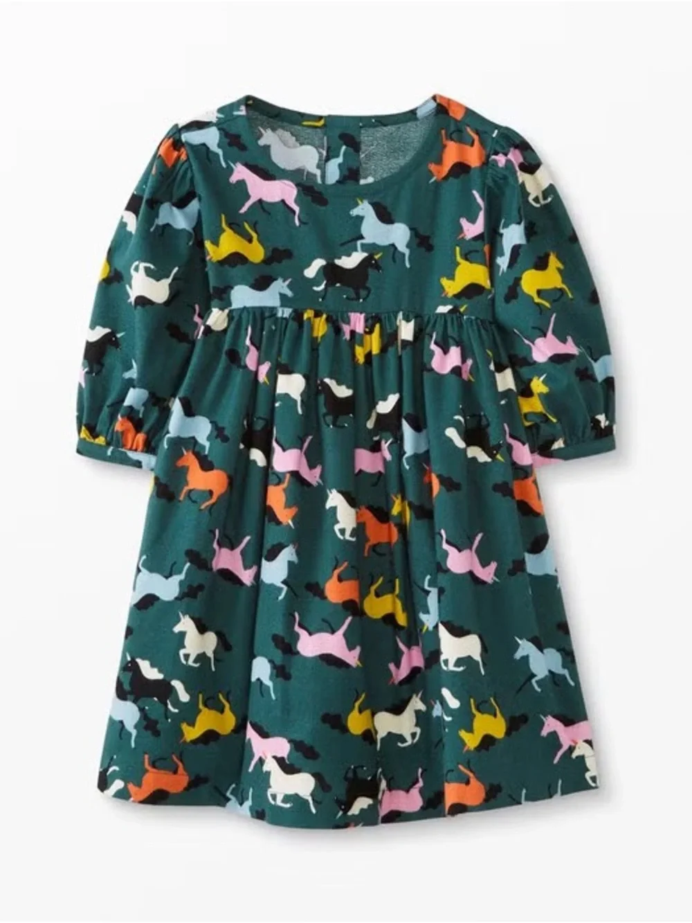 Hanna Andersson Print Flannel Dress with Multicolor Ponies